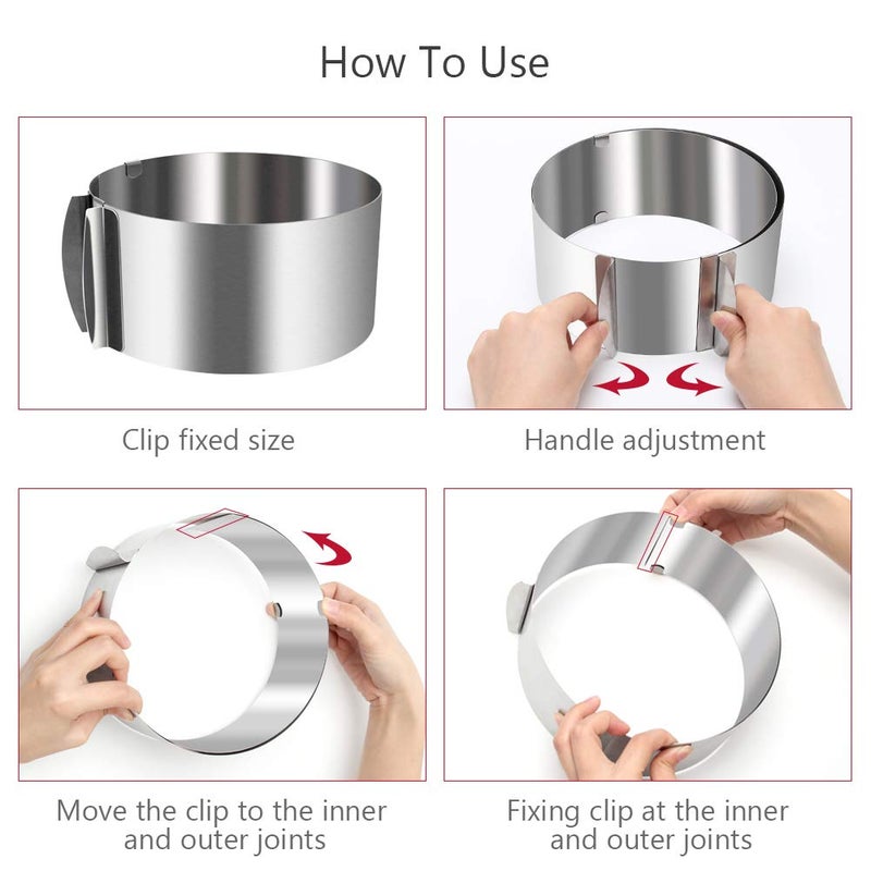 Wiwaplex Cake Ring 6 to 12 Inch Adjustable Round Stainless Steel Cake Mousse Mould Bakeware Tools Decorating Mold Baking - Image 3